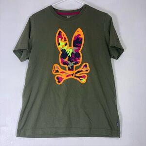 Psycho Bunny Olive Graphic Tee Size 4 Pima Cotton